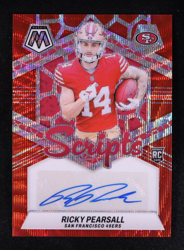 Ricky Pearsall 2024 Panini Mosaic Rookie Scripts Red Wave #8 RC at PristineAuction.com Ricky Pearsall 2024 Panini Mosaic Rookie Scripts Red Wave #8 RC at PristineAuction.com