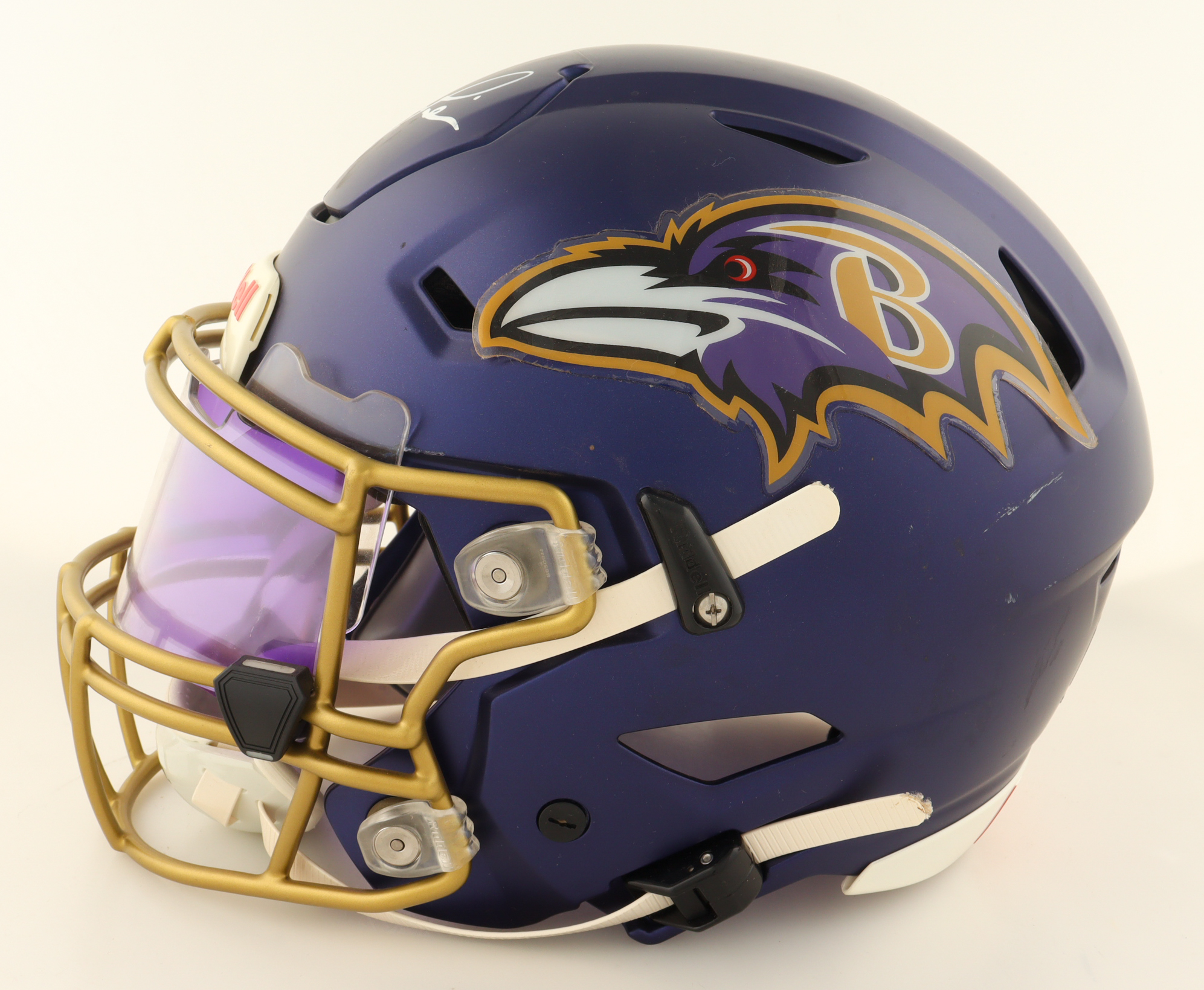 Ray Lewis Signed Ravens Full-Size Authentic On-Field Speed-Flex Helmet With Visor (Beckett) at PristineAuction.com Ray Lewis Signed Ravens Full-Size Authentic On-Field Speed-Flex Helmet With Visor (Beckett) at PristineAuction.com