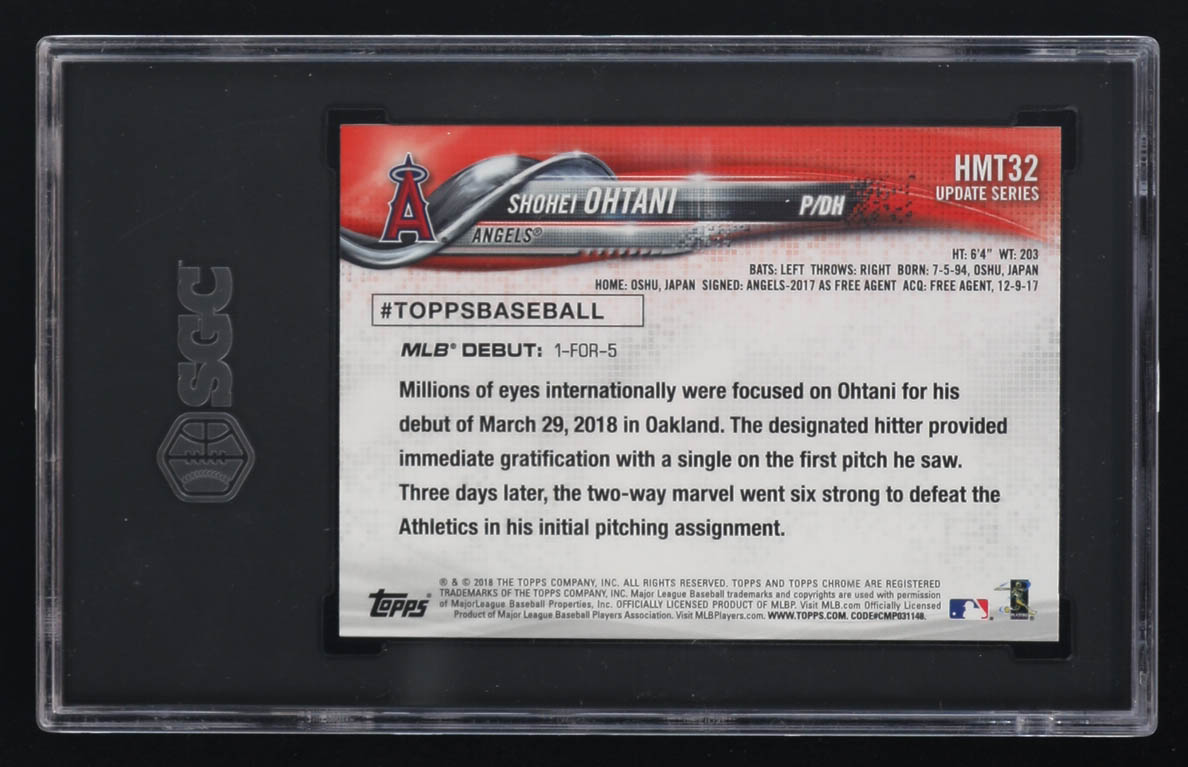 Shohei Ohtani 2018 Topps Chrome Update #HMT32 RD RC (SGC 10) at PristineAuction.com Shohei Ohtani 2018 Topps Chrome Update #HMT32 RD RC (SGC 10) at PristineAuction.com