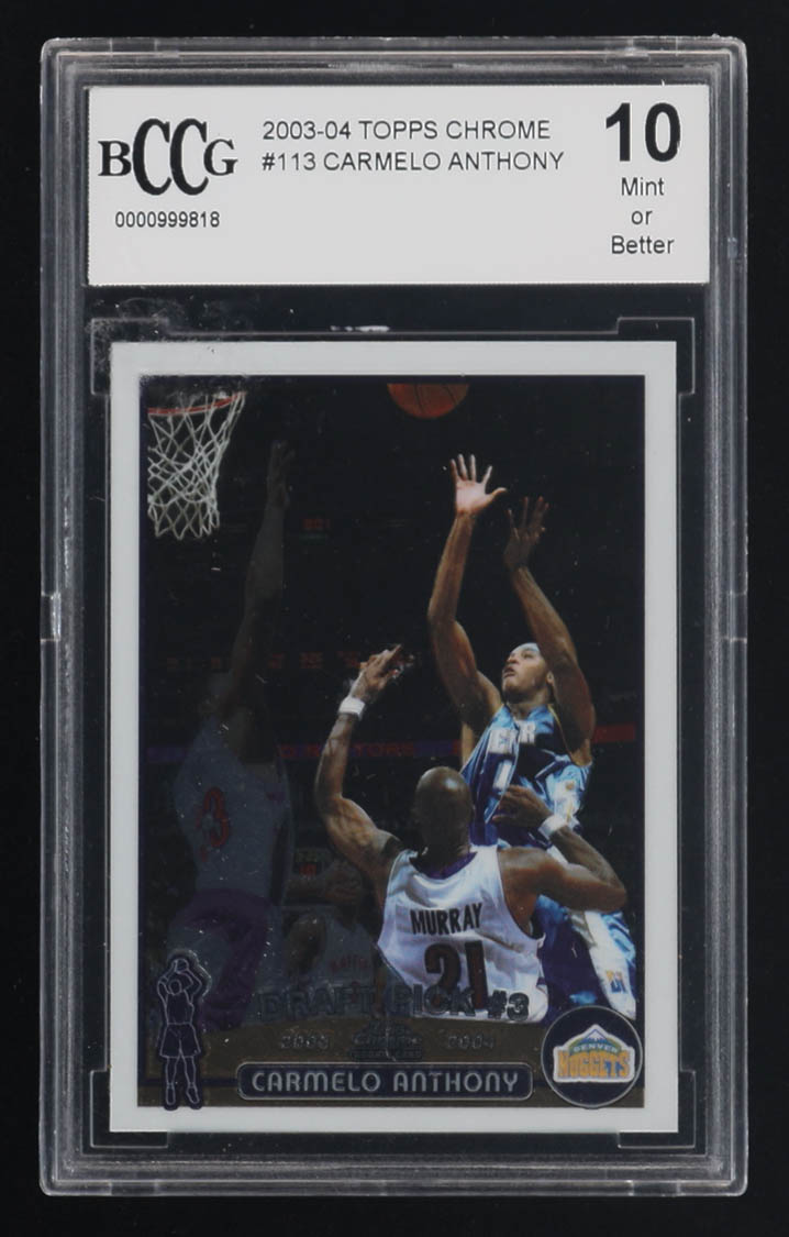 Carmelo Anthony 2003-04 Topps Chrome #113 RC (BCCG 10) at PristineAuction.com Carmelo Anthony 2003-04 Topps Chrome #113 RC (BCCG 10) at PristineAuction.com