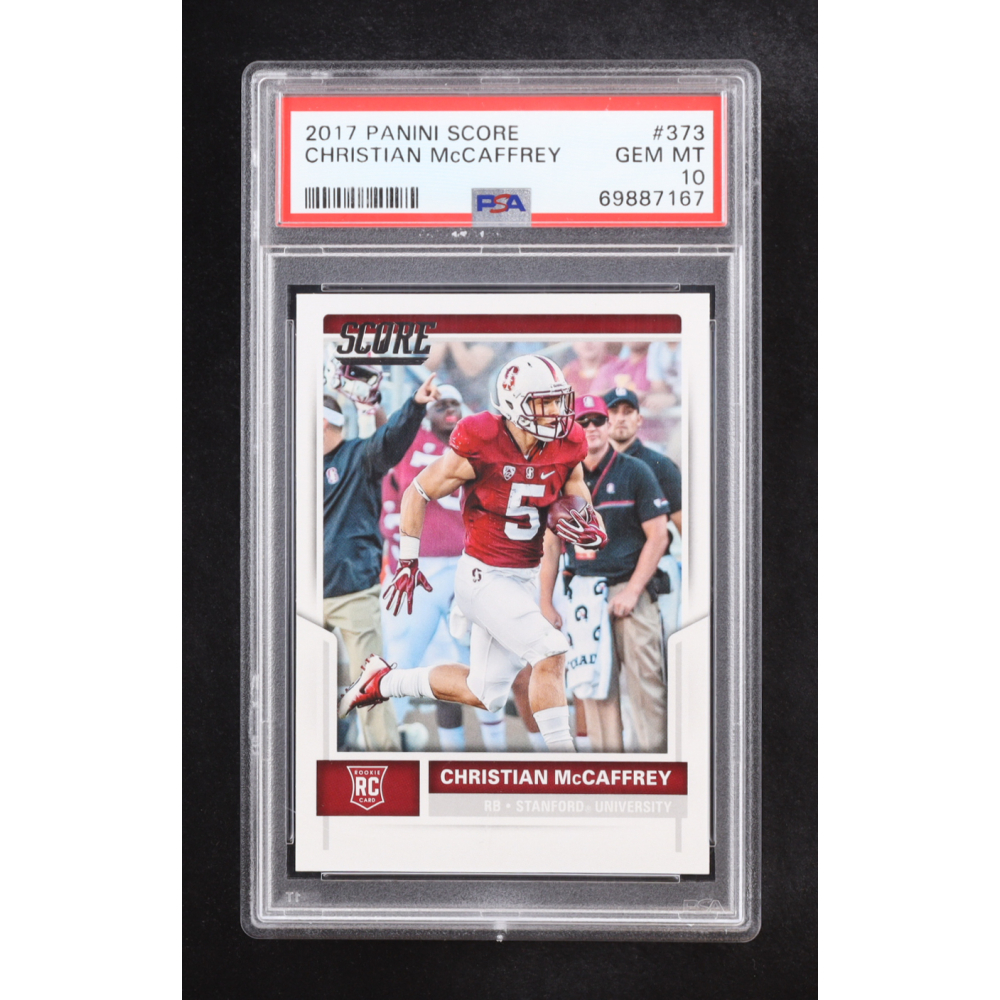 Christian McCaffrey 2017 Panini Score #373 RC (PSA 10) at PristineAuction.com