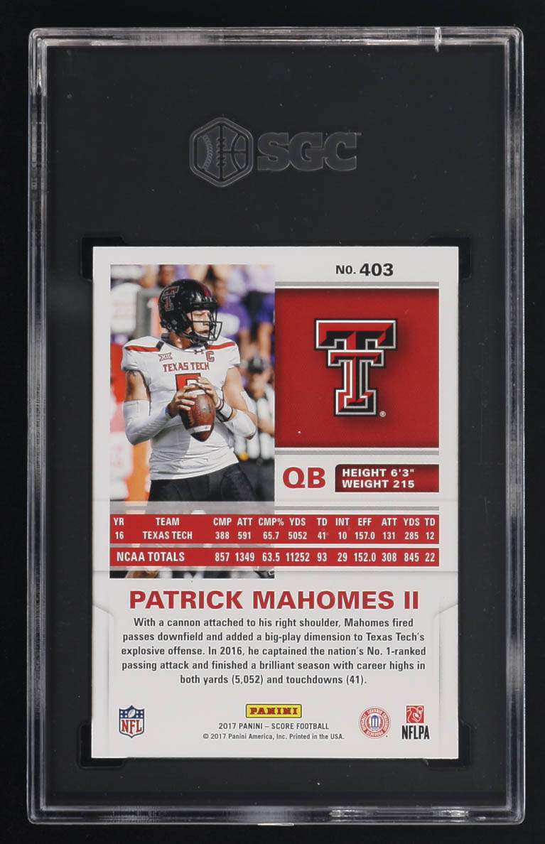 Patrick Mahomes II 2017 Score #403 (SGC 10) at PristineAuction.com Patrick Mahomes II 2017 Score #403 (SGC 10) at PristineAuction.com