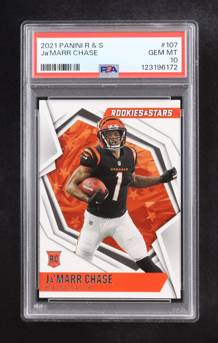 Ja'Marr Chase 2021 Panini Rookies & Stars #107 RC (PSA 10) at PristineAuction.com Ja'Marr Chase 2021 Panini Rookies & Stars #107 RC (PSA 10) at PristineAuction.com