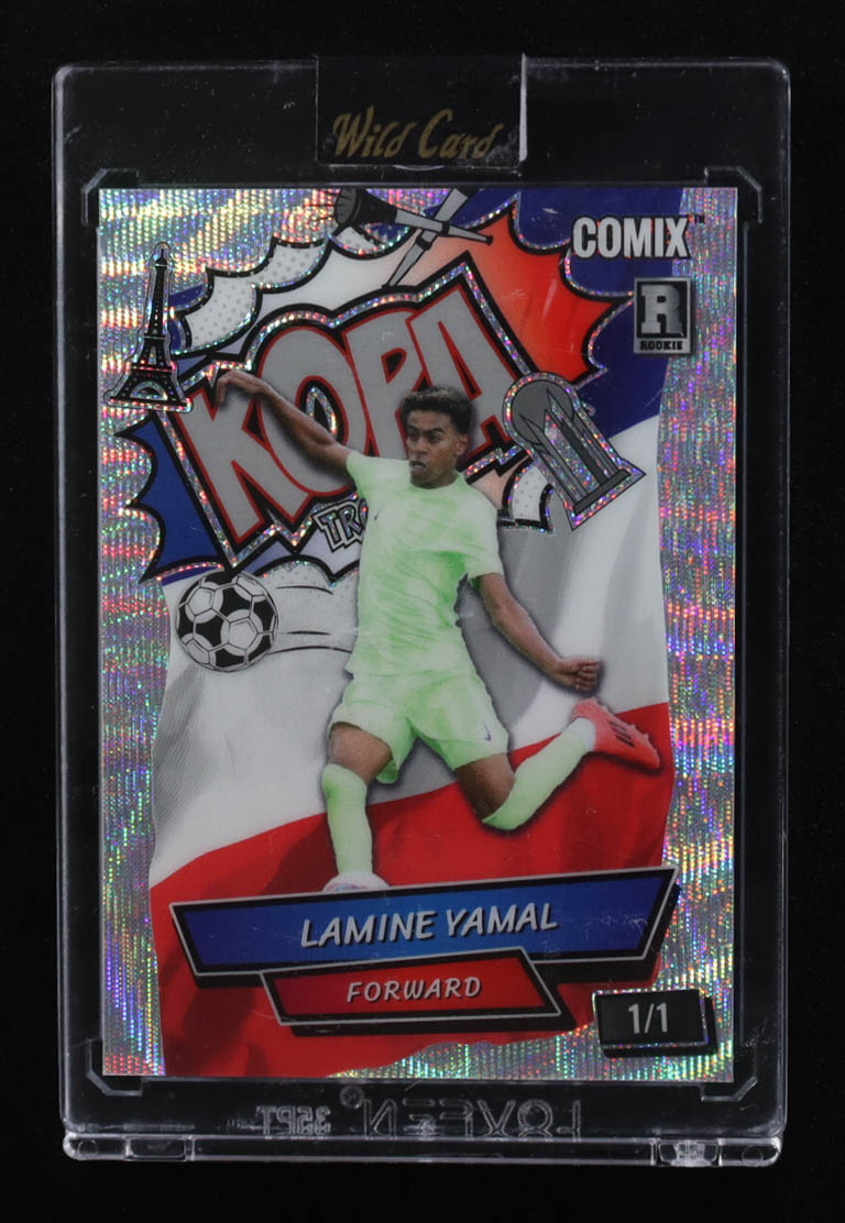 Lamine Yamal 2024 Wild Card Comix Lamine Yamal Kopa Laser #ACBLKLY09 #1/1 RC at PristineAuction.com Lamine Yamal 2024 Wild Card Comix Lamine Yamal Kopa Laser #ACBLKLY09 #1/1 RC at PristineAuction.com
