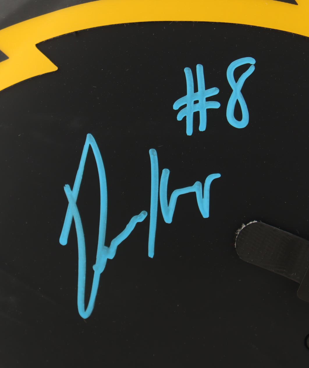 Omarion Hampton Signed Chargers Full-Size Authentic On-Field Eclipse Alternate Speed Helmet with Visor (Beckett) at PristineAuction.com Omarion Hampton Signed Chargers Full-Size Authentic On-Field Eclipse Alternate Speed Helmet with Visor (Beckett) at PristineAuction.com