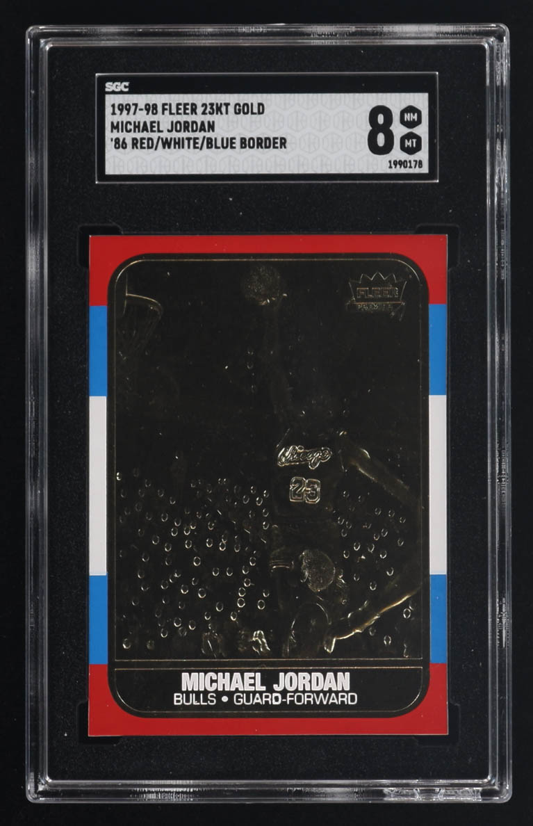 Michael Jordan 1997 Fleer Premier Signature Series 23Kt Gold Card (SGC 8) at PristineAuction.com Michael Jordan 1997 Fleer Premier Signature Series 23Kt Gold Card (SGC 8) at PristineAuction.com
