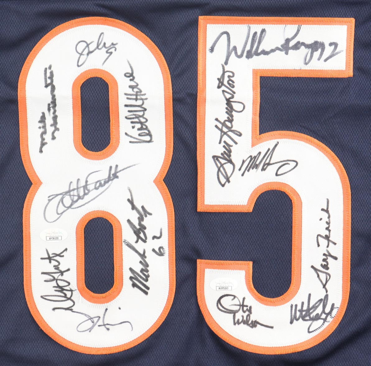 1985 Chicago Bears "Super Bowl XX" Highlight Team-Signed Jersey By (13) With William Perry, Dan Hampton, Mike Singletary, Otis Wilson (JSA) at PristineAuction.com 1985 Chicago Bears "Super Bowl XX" Highlight Team-Signed Jersey By (13) With William Perry, Dan Hampton, Mike Singletary, Otis Wilson (JSA) at PristineAuction.com