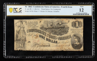 1862 Confederate States of America $1 Currency Note T-44, Third Series (PCGS Fine 12) at PristineAuction.com