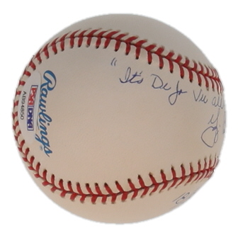 Yogi Berra Signed LE OAL Baseball Inscribed "'It's Deja Vu All Over Again" (PSA) at PristineAuction.com Yogi Berra Signed LE OAL Baseball Inscribed "'It's Deja Vu All Over Again" (PSA) at PristineAuction.com