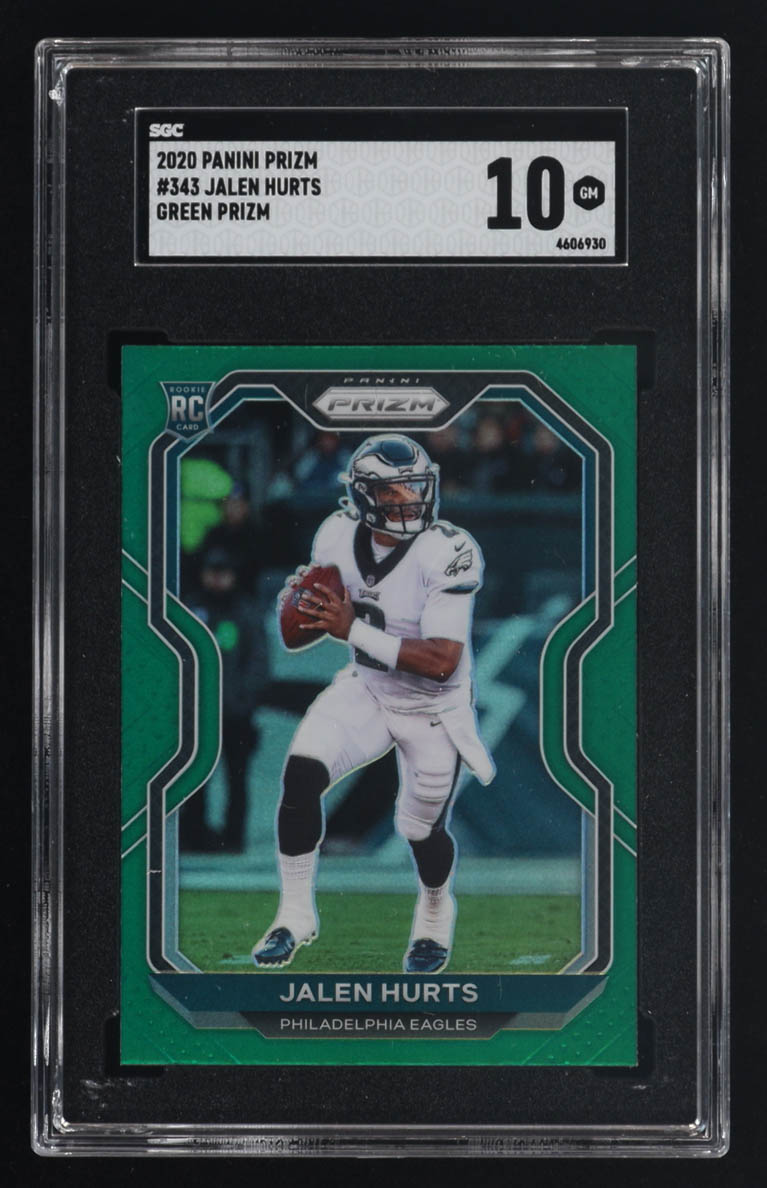 Jalen Hurts 2020 Panini Prizm Green Prizms #343 RC (SGC 10) at PristineAuction.com Jalen Hurts 2020 Panini Prizm Green Prizms #343 RC (SGC 10) at PristineAuction.com