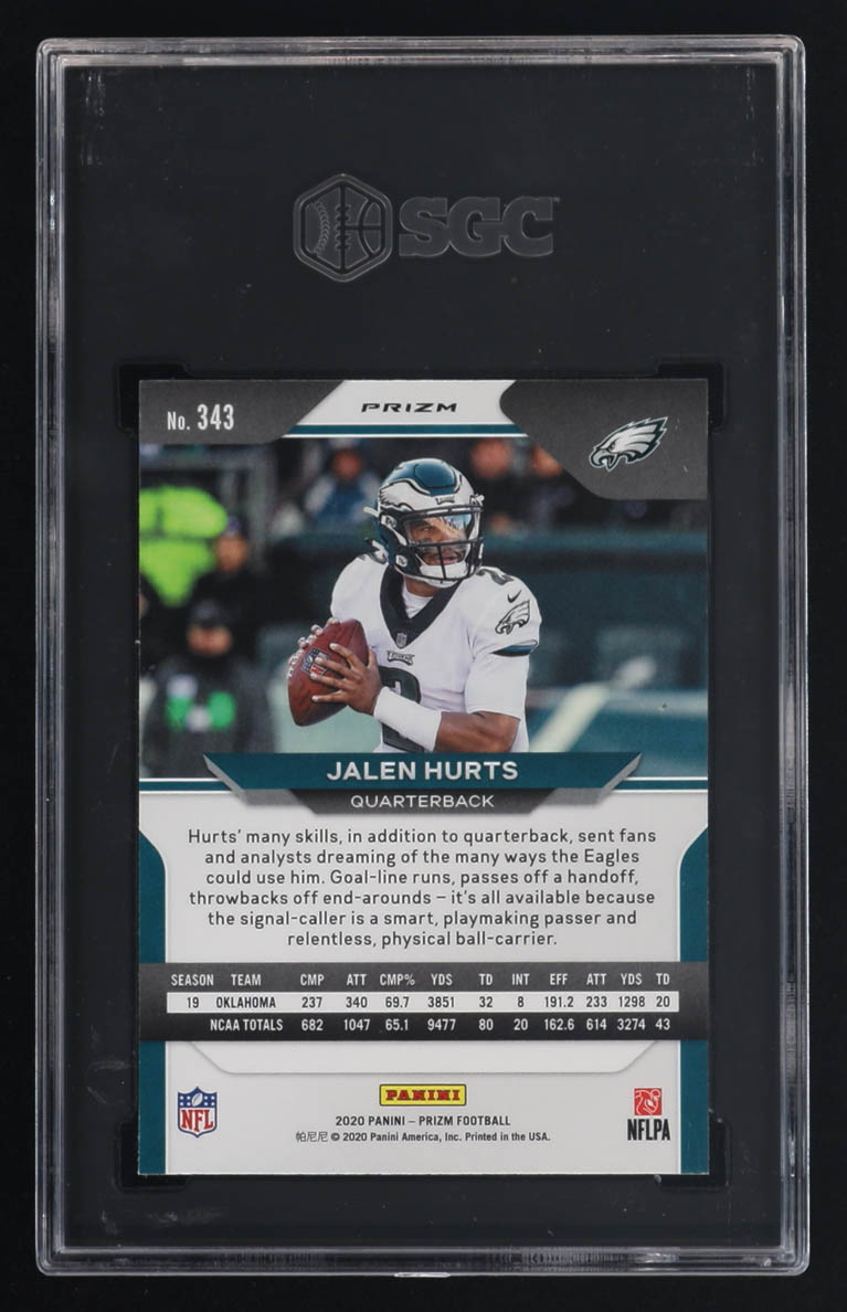 Jalen Hurts 2020 Panini Prizm Green Prizms #343 RC (SGC 10) at PristineAuction.com Jalen Hurts 2020 Panini Prizm Green Prizms #343 RC (SGC 10) at PristineAuction.com