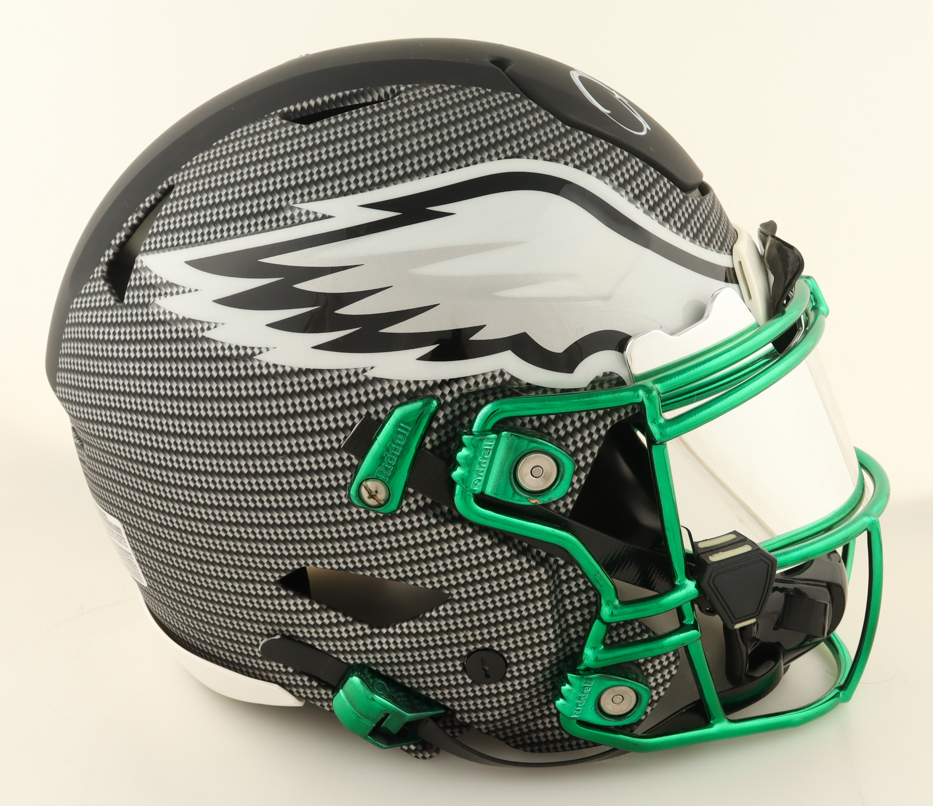 Jalen Hurts Signed Eagles Full-Size Authentic On-Field Custom Painted Speedflex Helmet With Visor (Beckett & Hurts) at PristineAuction.com Jalen Hurts Signed Eagles Full-Size Authentic On-Field Custom Painted Speedflex Helmet With Visor (Beckett & Hurts) at PristineAuction.com