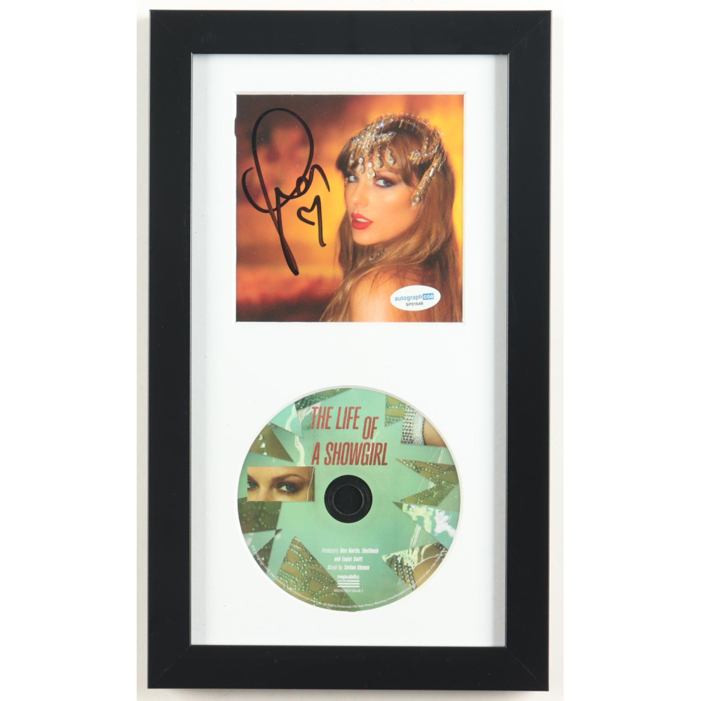 Taylor Swift Signed "The Life of a Showgirl" Custom Framed CD Insert Display (ACOA) at PristineAuction.com Taylor Swift Signed "The Life of a Showgirl" Custom Framed CD Insert Display (ACOA) at PristineAuction.com