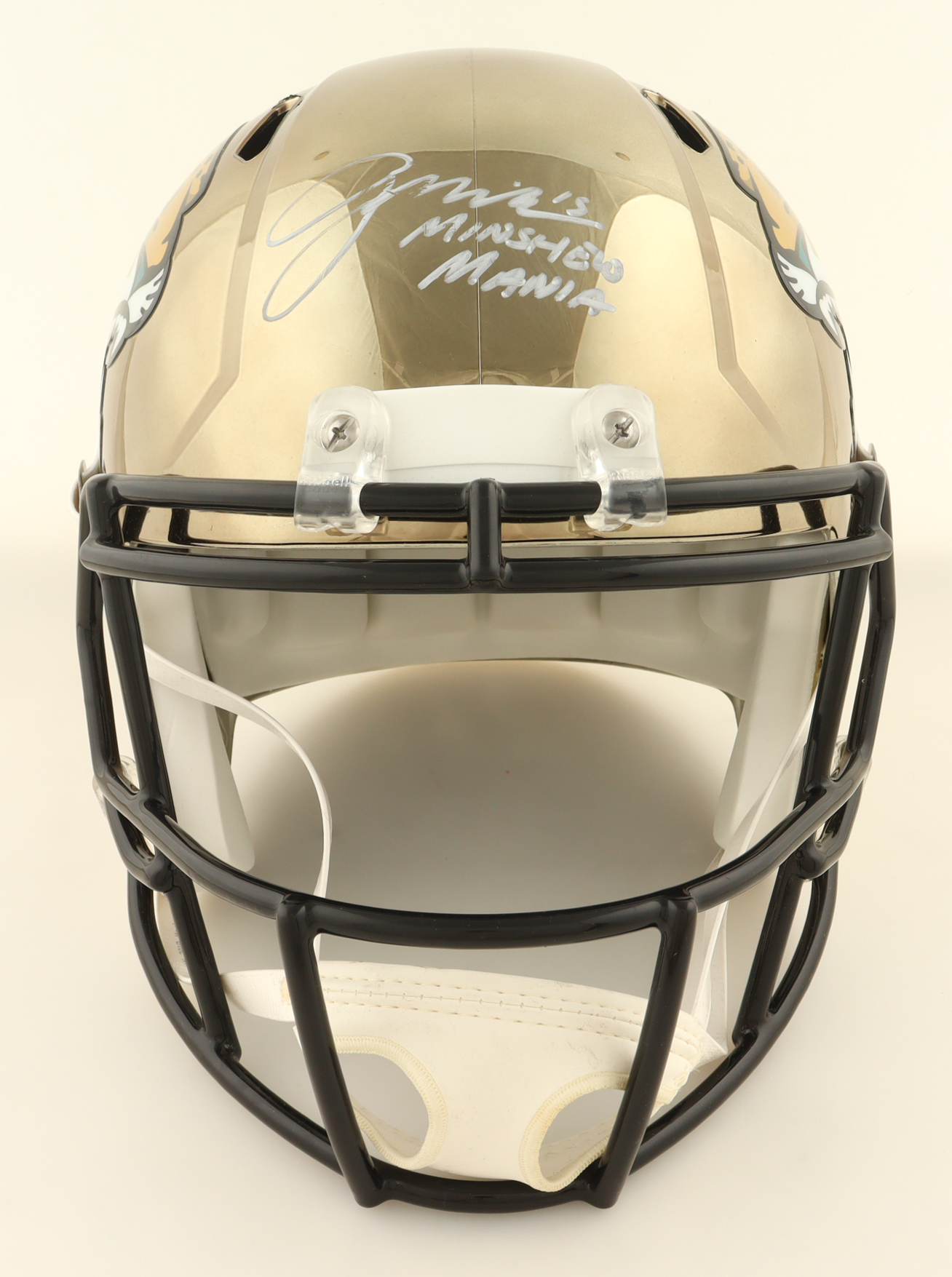 Gardner Minshew Signed Jaguars Full-Size Chrome Speed Helmet Inscribed "Minshew Mania" (Beckett) at PristineAuction.com Gardner Minshew Signed Jaguars Full-Size Chrome Speed Helmet Inscribed "Minshew Mania" (Beckett) at PristineAuction.com