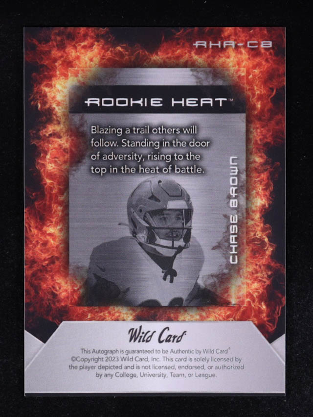Chase Brown 2023 Wild Card Matte Black Rookie Heat Autographs Orange #RHACB RC #01/10 at PristineAuction.com Chase Brown 2023 Wild Card Matte Black Rookie Heat Autographs Orange #RHACB RC #01/10 at PristineAuction.com