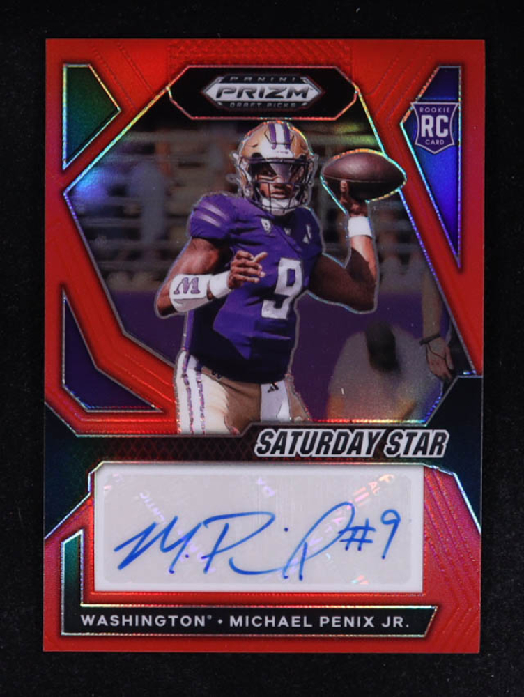 Michael Penix Jr. 2024 Panini Prizm Draft Picks Saturday Star Signatures Red #1 RC #194/199