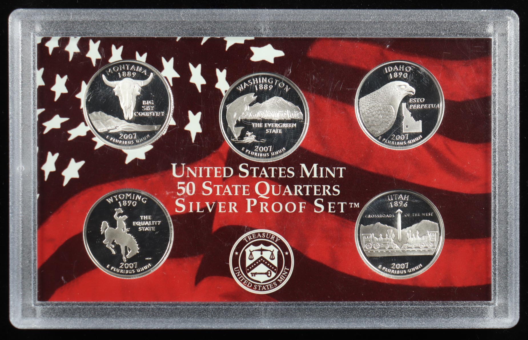 2007-S United States 50 State Quarters Mint Silver Set with (5) Coins at PristineAuction.com 2007-S United States 50 State Quarters Mint Silver Set with (5) Coins at PristineAuction.com