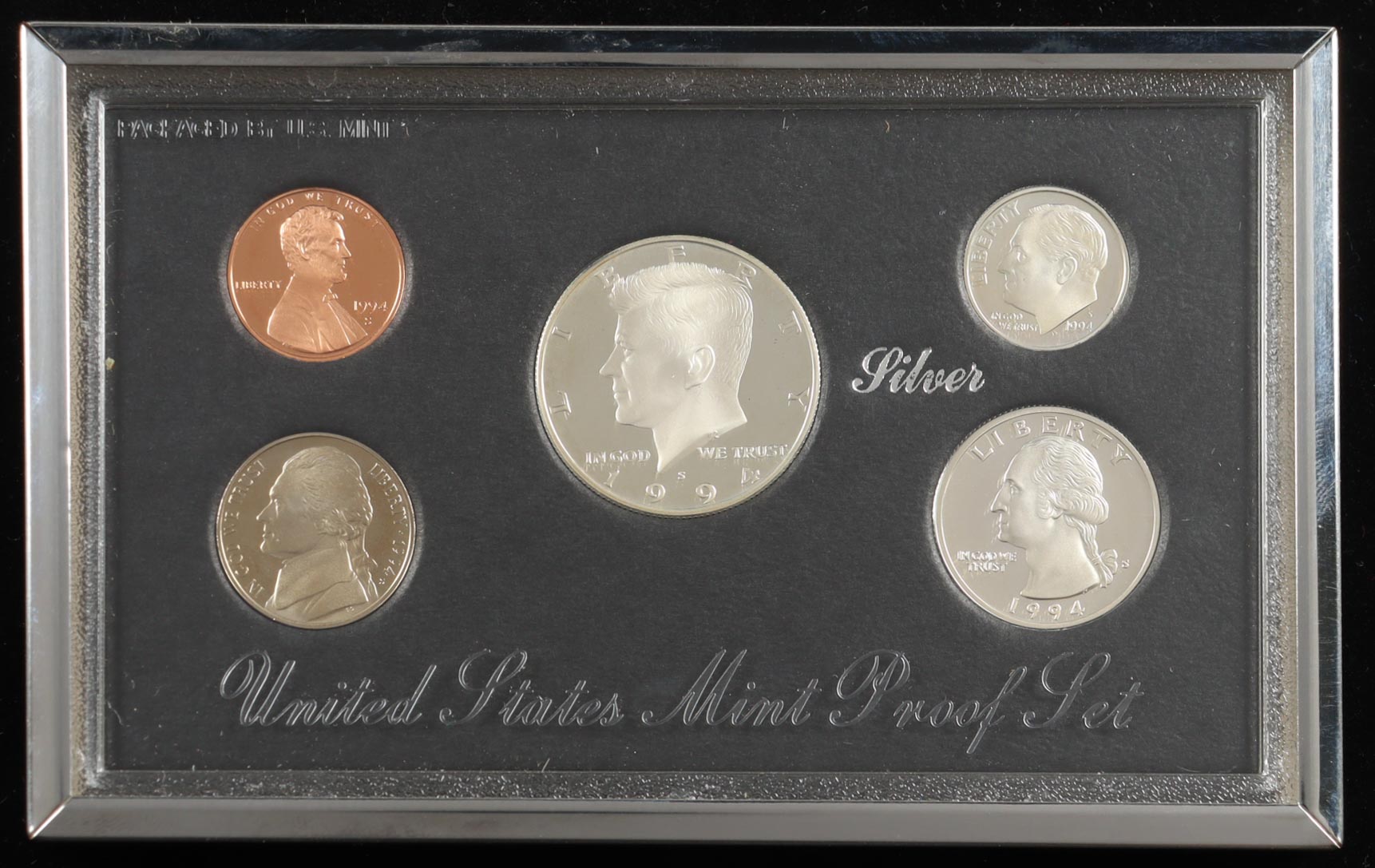 1994 United States Mint Silver Proof Set with (5) Coins & Original Packaging at PristineAuction.com 1994 United States Mint Silver Proof Set with (5) Coins & Original Packaging at PristineAuction.com