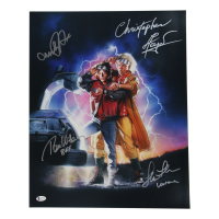 "Back to the Future" 16x20 Photo Signed by (4) with Michael J. Fox, Christopher Lloyd, Lea Thompson, Tom Wilson With Character Inscriptions (Beckett) at PristineAuction.com