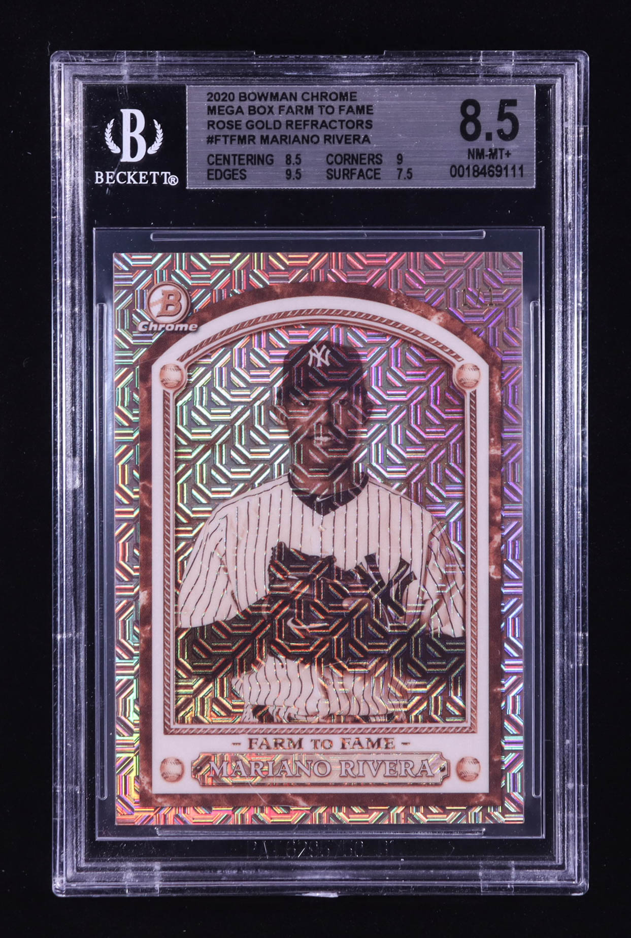 Mariano Rivera 2020 Bowman Chrome Mega Box Farm to Fame Rose Gold Refractors #FTFMR #1/1 (BGS 8.5) at PristineAuction.com Mariano Rivera 2020 Bowman Chrome Mega Box Farm to Fame Rose Gold Refractors #FTFMR #1/1 (BGS 8.5) at PristineAuction.com