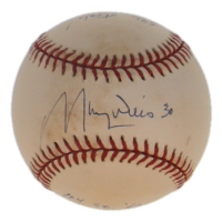 Maury Wills Signed ONL Baseball with Multiple Career Stat Inscriptions (Beckett) at PristineAuction.com