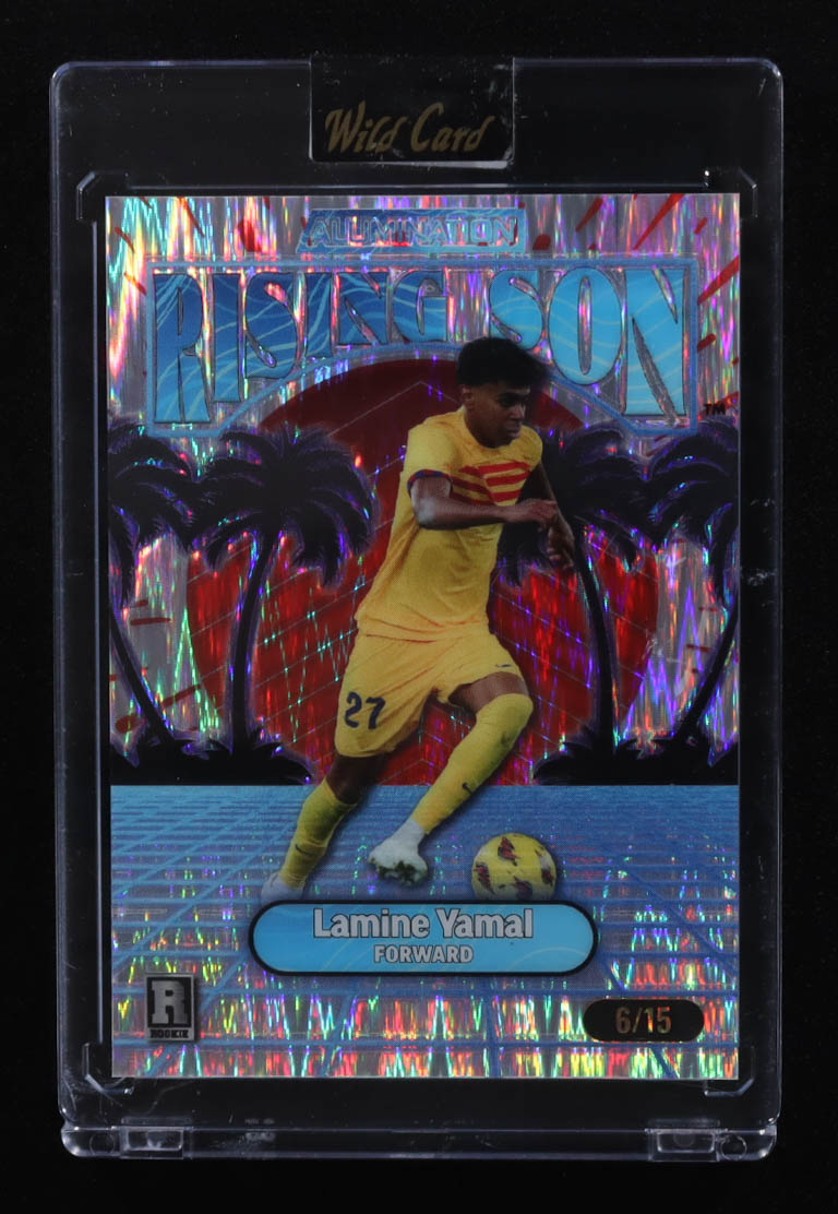 Lamine Yamal 2025 Wild Card Lamine Yamal Rising Son Blue Stealth #ARSLY9 #6/15 RC at PristineAuction.com Lamine Yamal 2025 Wild Card Lamine Yamal Rising Son Blue Stealth #ARSLY9 #6/15 RC at PristineAuction.com