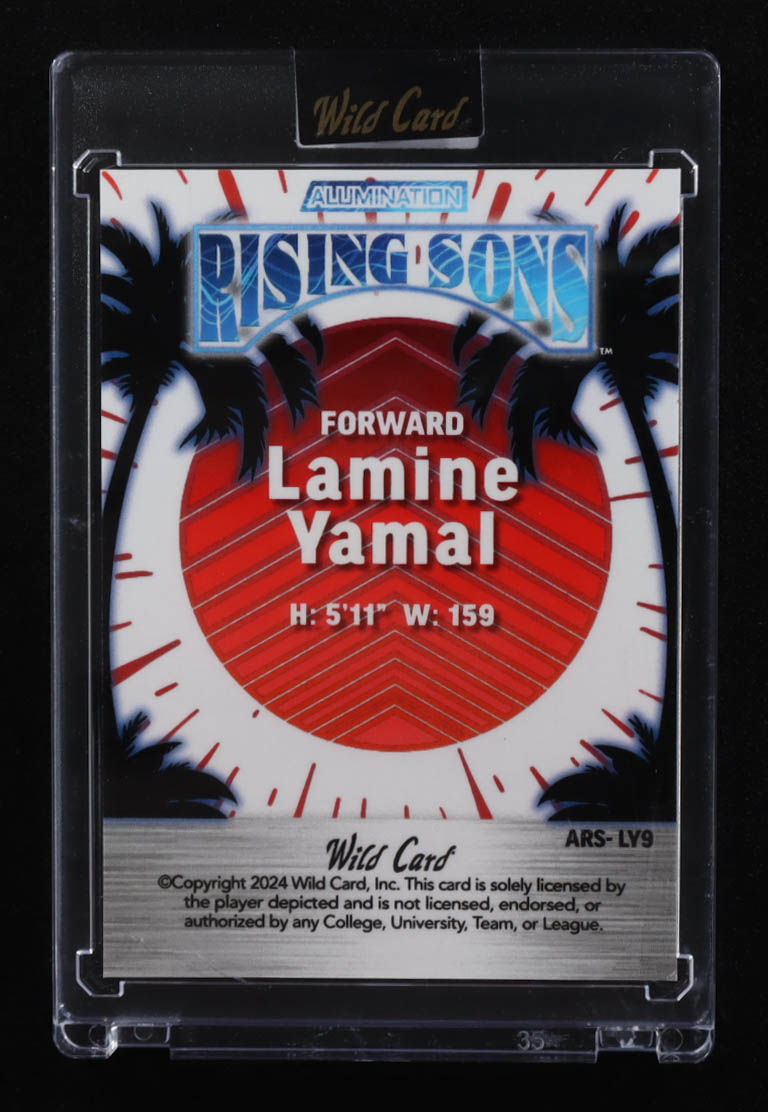 Lamine Yamal 2025 Wild Card Lamine Yamal Rising Son Blue Stealth #ARSLY9 #6/15 RC at PristineAuction.com Lamine Yamal 2025 Wild Card Lamine Yamal Rising Son Blue Stealth #ARSLY9 #6/15 RC at PristineAuction.com