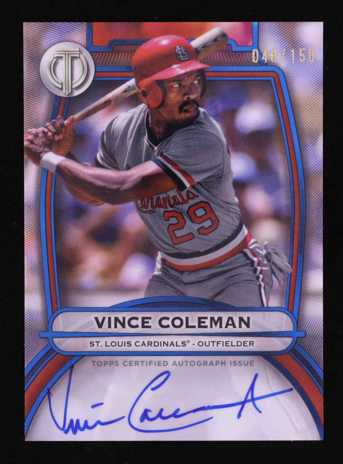 Vince Coleman 2025 Topps Tribute Autographs Blue #TAVC #048/150 at PristineAuction.com Vince Coleman 2025 Topps Tribute Autographs Blue #TAVC #048/150 at PristineAuction.com