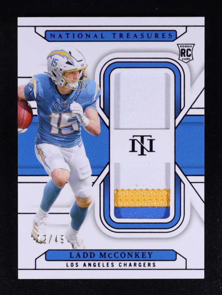 Ladd McConkey 2024 Panini National Treasures Rookie Dual Materials Purple #28 RC #12/49