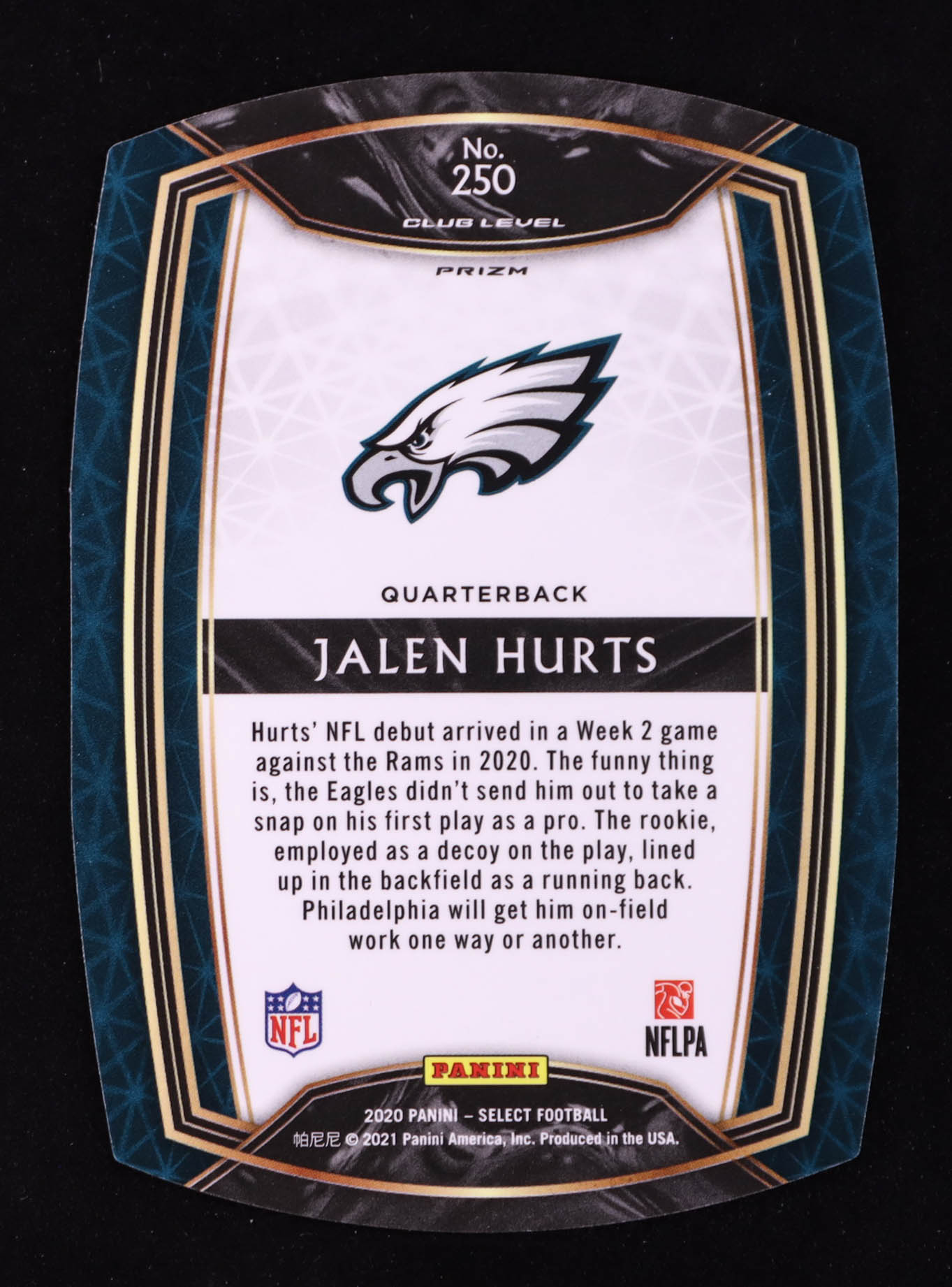 Jalen Hurts 2020 Select Prizm Purple Die Cut #250 RC at PristineAuction.com Jalen Hurts 2020 Select Prizm Purple Die Cut #250 RC at PristineAuction.com