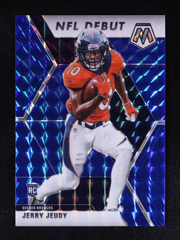 Jerry Jeudy 2020 Panini Mosaic Mosaic Blue #267 #18/99 DEB RC at PristineAuction.com Jerry Jeudy 2020 Panini Mosaic Mosaic Blue #267 #18/99 DEB RC at PristineAuction.com