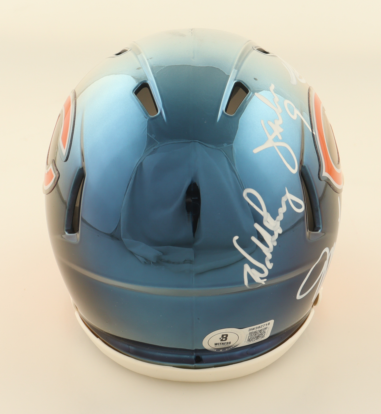 Jim Covert, Richard Dent & Jim McMahon Signed Bears Custom Chrome Alternate Speed Mini Helmet with Custom Visor (Beckett) at PristineAuction.com Jim Covert, Richard Dent & Jim McMahon Signed Bears Custom Chrome Alternate Speed Mini Helmet with Custom Visor (Beckett) at PristineAuction.com