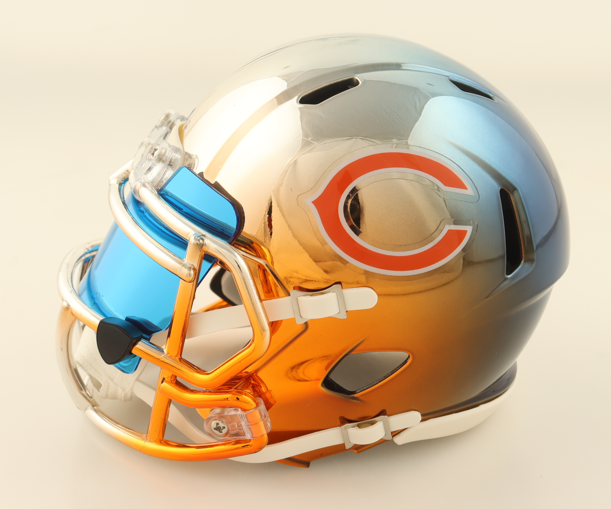 Jim Covert, Richard Dent & Jim McMahon Signed Bears Custom Chrome Alternate Speed Mini Helmet with Custom Visor (Beckett) at PristineAuction.com Jim Covert, Richard Dent & Jim McMahon Signed Bears Custom Chrome Alternate Speed Mini Helmet with Custom Visor (Beckett) at PristineAuction.com