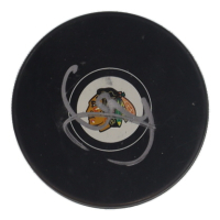 Artyom Levshunov Signed Blackhawks Logo Hockey Puck (JSA) at PristineAuction.com