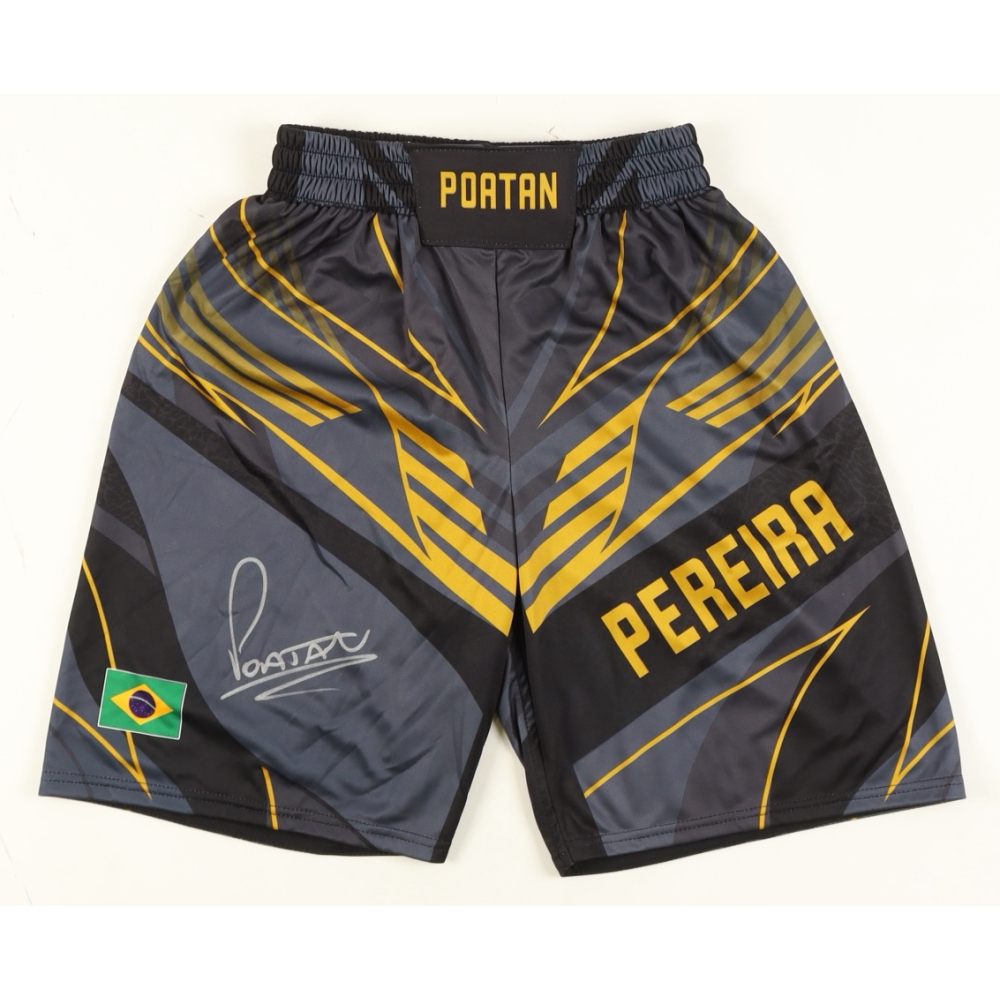 Alex Pereira Signed "Poatan" Custom Fight Shorts (Beckett) at PristineAuction.com Alex Pereira Signed "Poatan" Custom Fight Shorts (Beckett) at PristineAuction.com