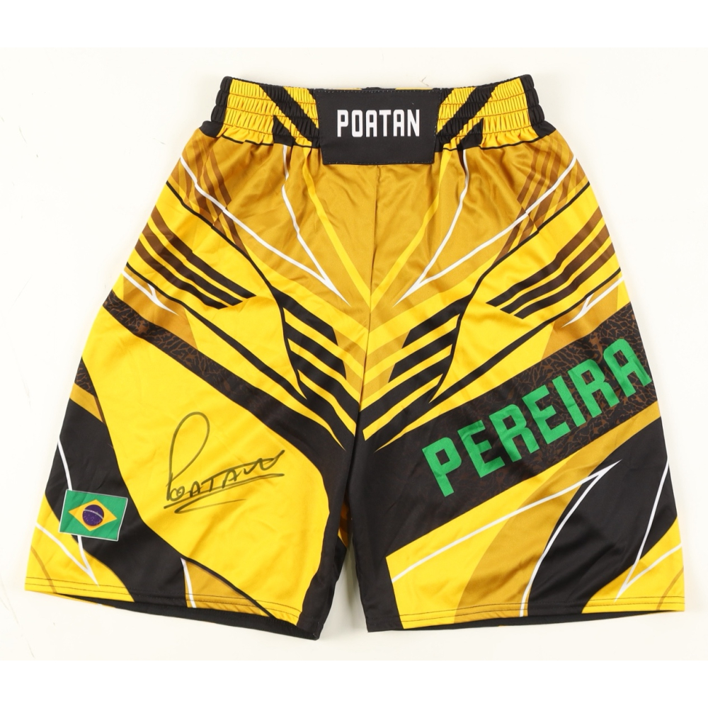 Alex Pereira Signed "Poatan" Custom Fight Shorts (Beckett) at PristineAuction.com Alex Pereira Signed "Poatan" Custom Fight Shorts (Beckett) at PristineAuction.com