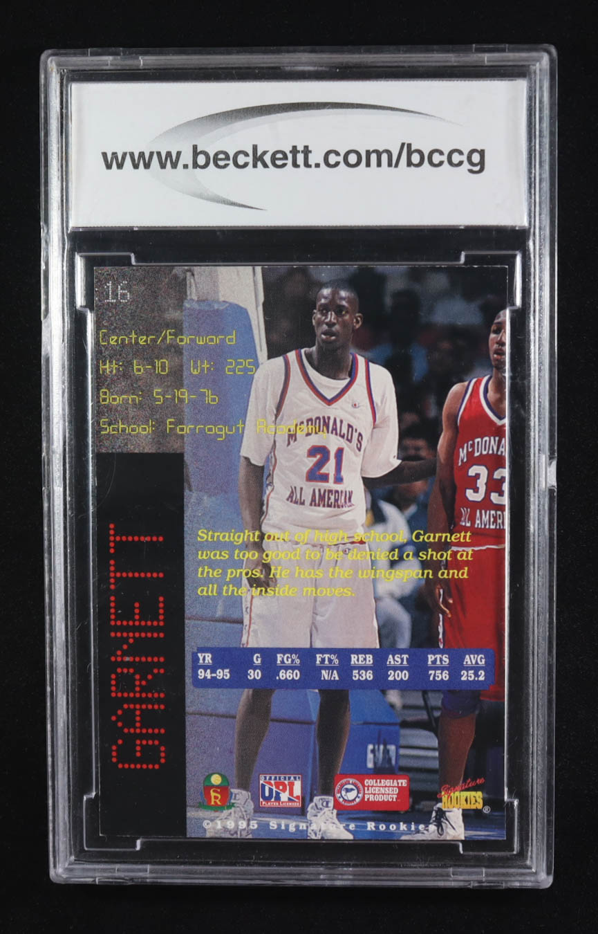 Kevin Garnett 1995 Signature Rookies Prime Promos #16 RC (BCCG 10) at PristineAuction.com Kevin Garnett 1995 Signature Rookies Prime Promos #16 RC (BCCG 10) at PristineAuction.com