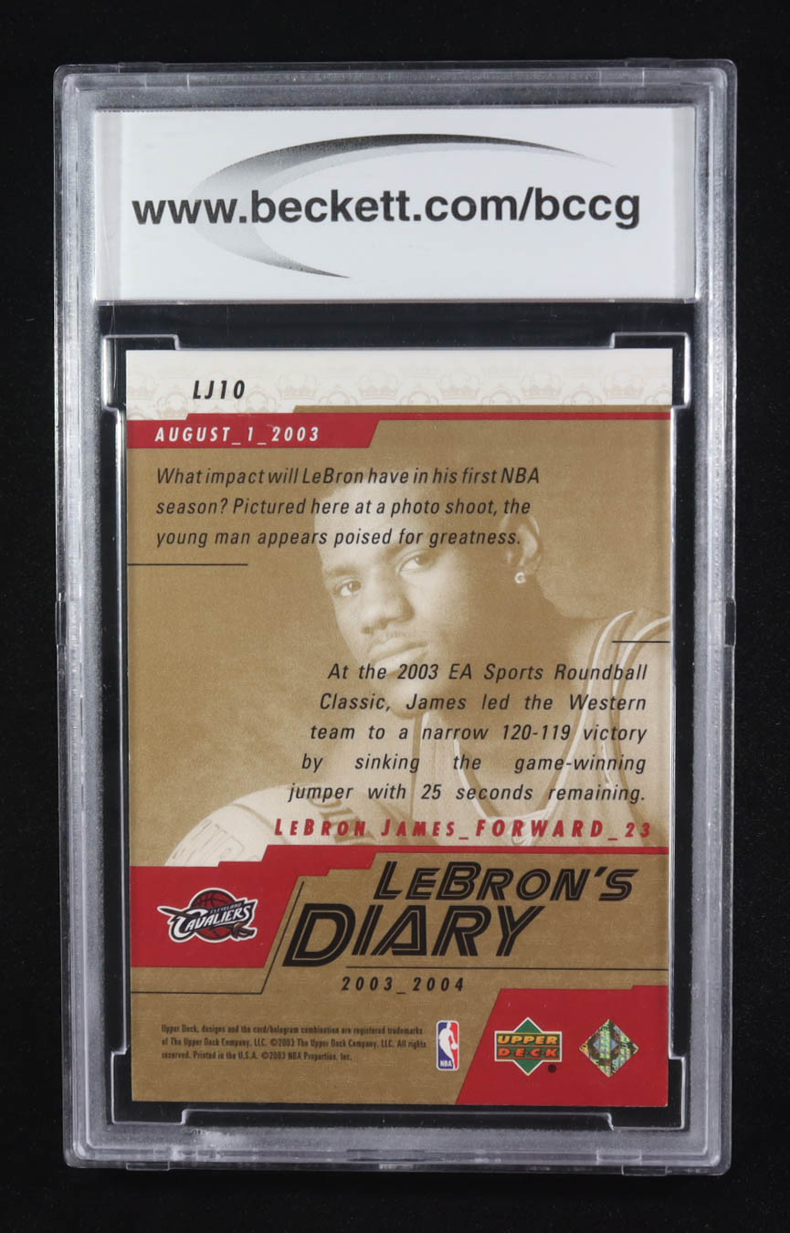 LeBron James 2003-04 Upper Deck LeBron's Diary #LJ10 RC (BCCG 10) at PristineAuction.com LeBron James 2003-04 Upper Deck LeBron's Diary #LJ10 RC (BCCG 10) at PristineAuction.com