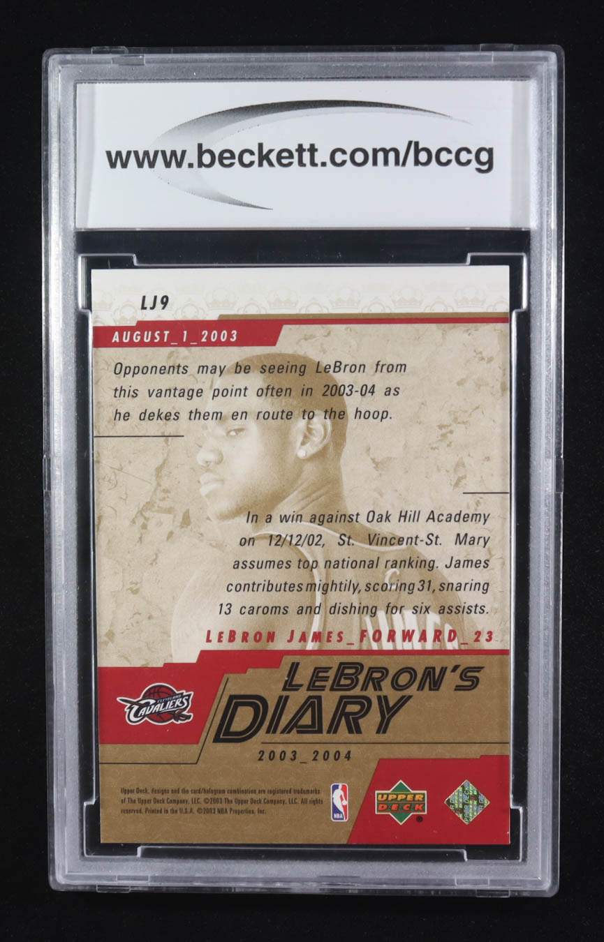 LeBron James 2003-04 Upper Deck LeBron's Diary #LJ9 RC (BCCG 10) at PristineAuction.com LeBron James 2003-04 Upper Deck LeBron's Diary #LJ9 RC (BCCG 10) at PristineAuction.com