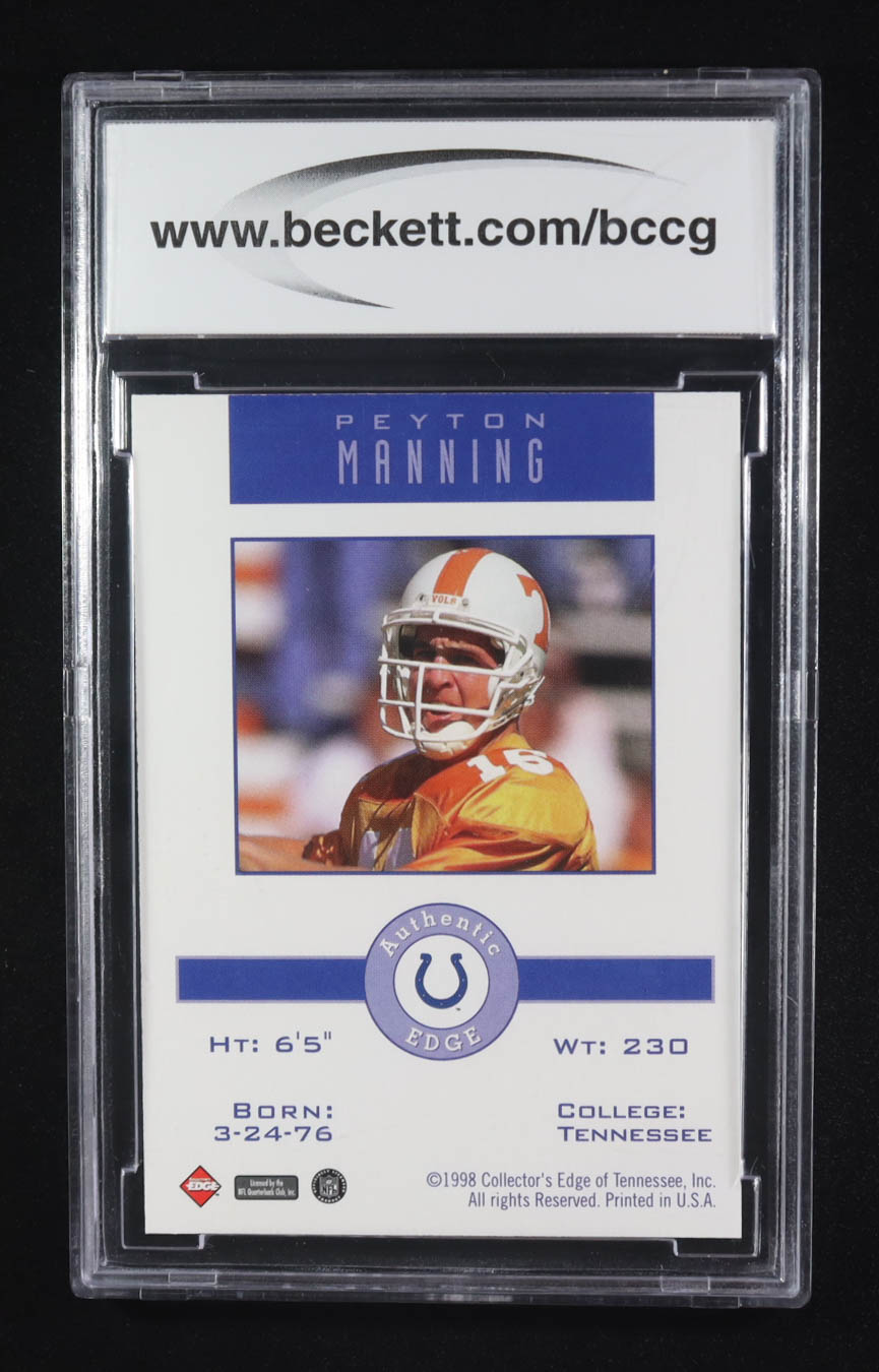 Peyton Manning 1998 Collector's Edge Peyton Manning Promos #NNO RC (BCCG 10) at PristineAuction.com Peyton Manning 1998 Collector's Edge Peyton Manning Promos #NNO RC (BCCG 10) at PristineAuction.com