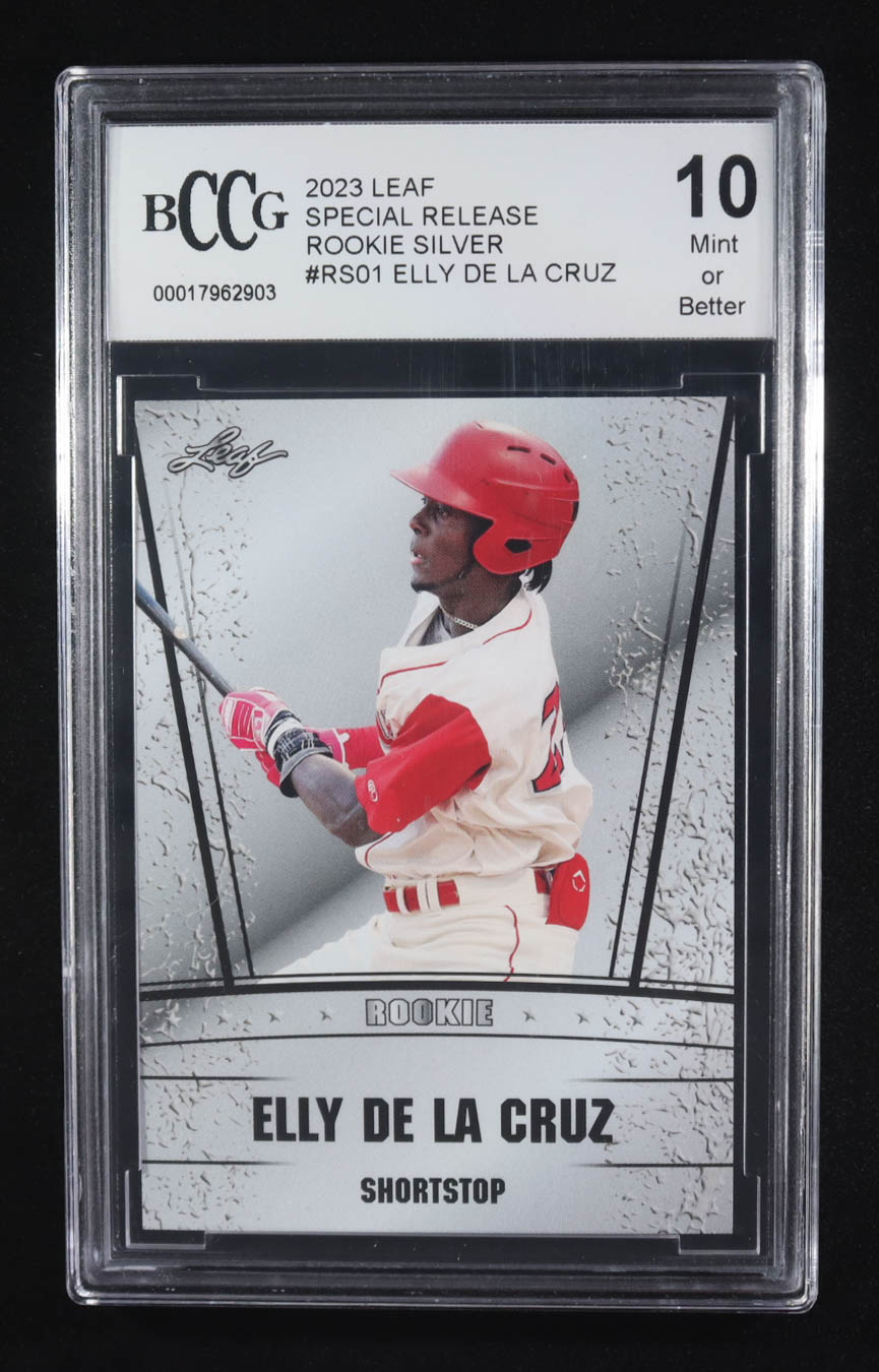 Elly De La Cruz 2023 Leaf Special Release Rookie Silver #RS01 RC (BCCG 10) at PristineAuction.com Elly De La Cruz 2023 Leaf Special Release Rookie Silver #RS01 RC (BCCG 10) at PristineAuction.com