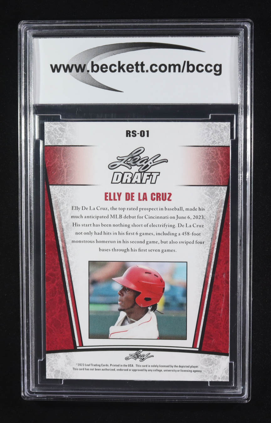 Elly De La Cruz 2023 Leaf Special Release Rookie Silver #RS01 RC (BCCG 10) at PristineAuction.com Elly De La Cruz 2023 Leaf Special Release Rookie Silver #RS01 RC (BCCG 10) at PristineAuction.com