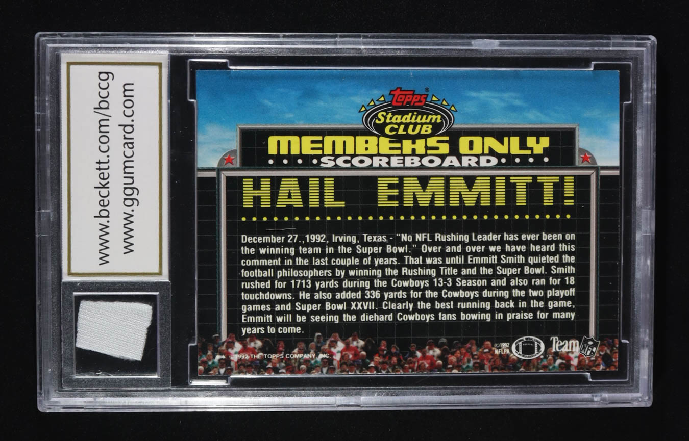 Emmitt Smith 1992 Stadium Club Members Only #41 with Game Used Jersey (BCCG 10) at PristineAuction.com Emmitt Smith 1992 Stadium Club Members Only #41 with Game Used Jersey (BCCG 10) at PristineAuction.com