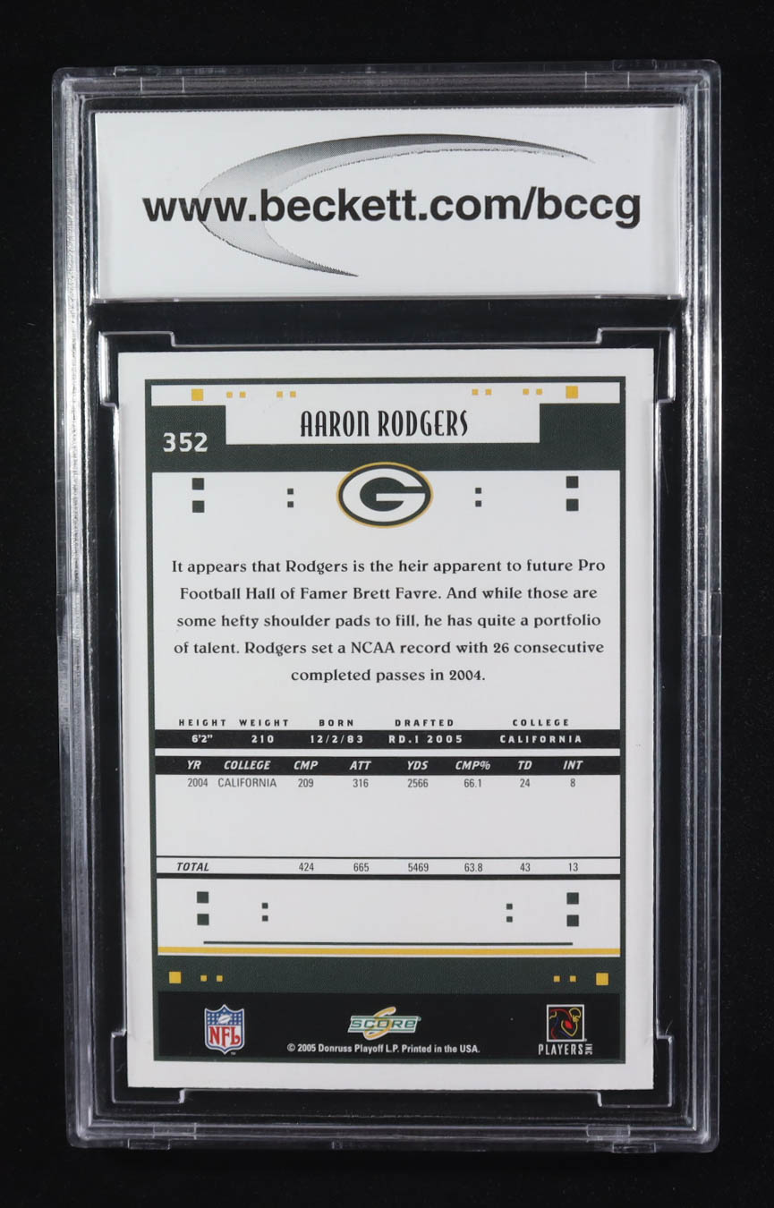 Aaron Rodgers 2005 Score #352 RC (BCCG 10) at PristineAuction.com Aaron Rodgers 2005 Score #352 RC (BCCG 10) at PristineAuction.com