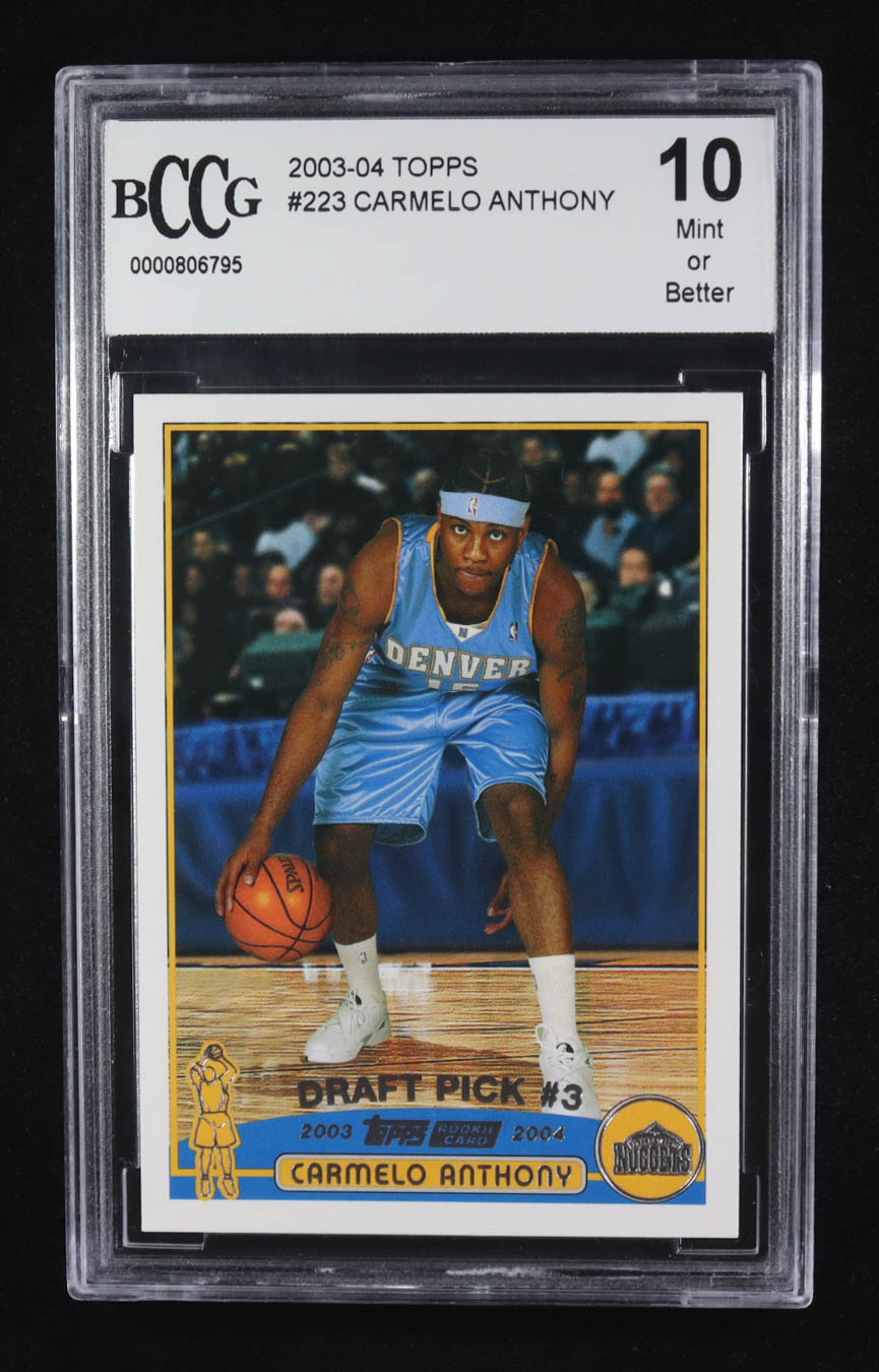 Carmelo Anthony 2003-04 Topps #223 RC (BCCG 10) at PristineAuction.com Carmelo Anthony 2003-04 Topps #223 RC (BCCG 10) at PristineAuction.com