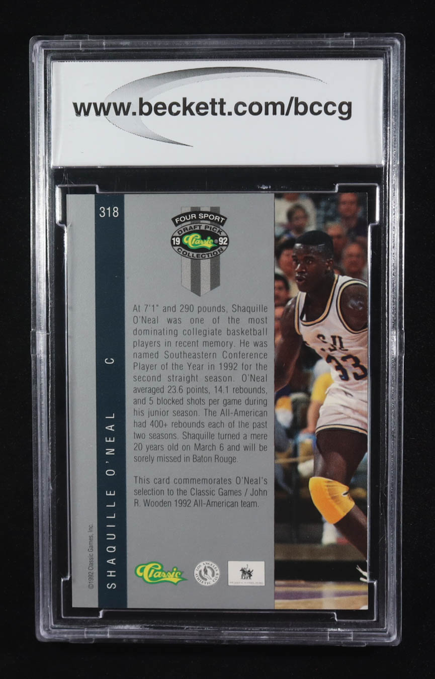 Shaquille O'Neal 1992 Classic Four Sport #318 RC (BCCG 10) at PristineAuction.com Shaquille O'Neal 1992 Classic Four Sport #318 RC (BCCG 10) at PristineAuction.com