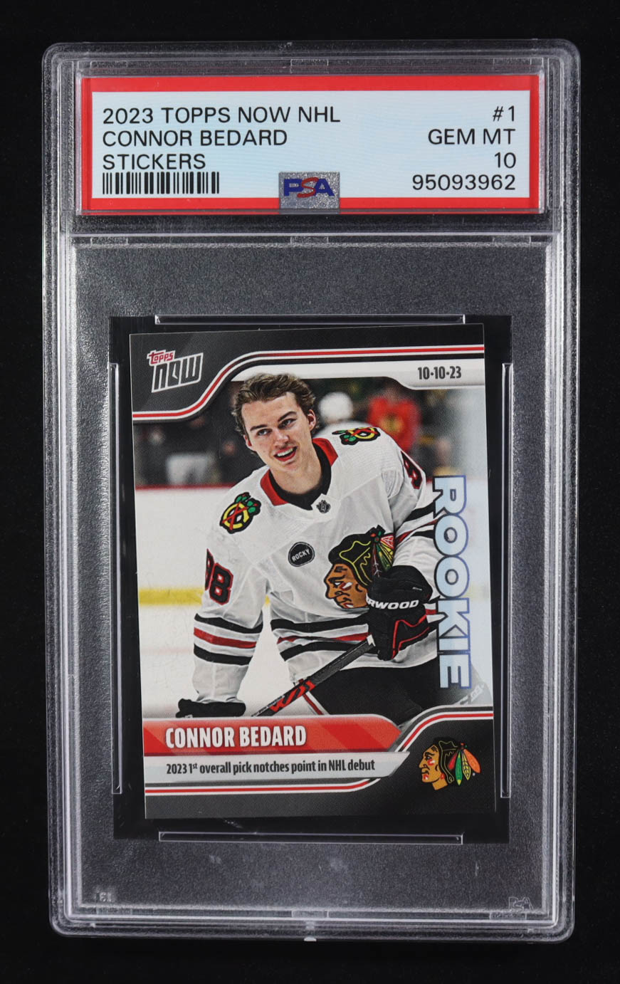 Connor Bedard 2023 Topps Now NHL Stickers #1 RC (PSA 10) at PristineAuction.com Connor Bedard 2023 Topps Now NHL Stickers #1 RC (PSA 10) at PristineAuction.com