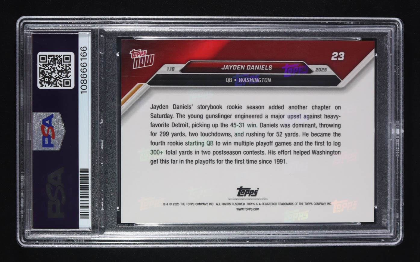 Jayden Daniels 2024 Topps Now #23 RC (PSA 10) at PristineAuction.com Jayden Daniels 2024 Topps Now #23 RC (PSA 10) at PristineAuction.com