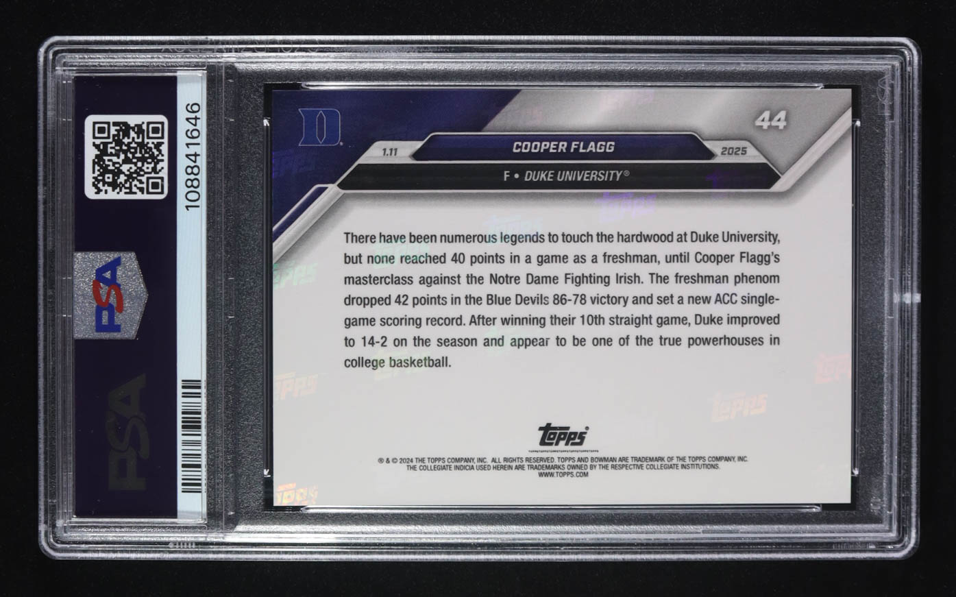 Cooper Flagg 2024 Bowman U Now #44 RC (PSA 10) at PristineAuction.com Cooper Flagg 2024 Bowman U Now #44 RC (PSA 10) at PristineAuction.com