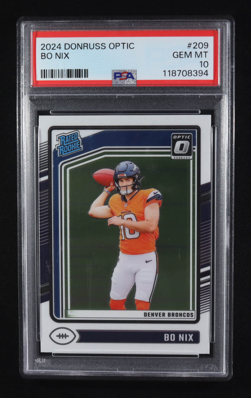 Bo Nix 2024 Donruss Optic #209 RR (PSA 10) at PristineAuction.com Bo Nix 2024 Donruss Optic #209 RR (PSA 10) at PristineAuction.com